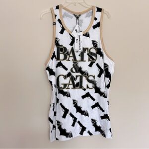 🆕 Bats & Gats Men’s White and Black Tank Top
